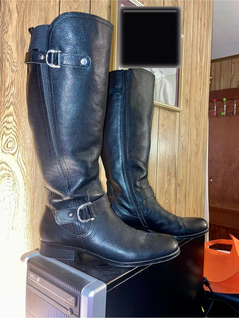 Classic Black Leather Knee-High  Boots